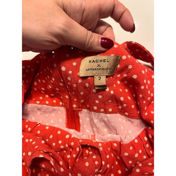 Kachel x Anthropologie Red Polka Dot Jordan Wide-Leg Jumpsuit Size 2 - Picture 4 of 8